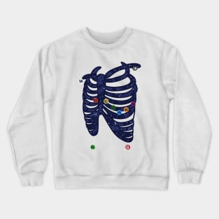 Hand Drawn Electrocardiogram Placement Galaxy Crewneck Sweatshirt